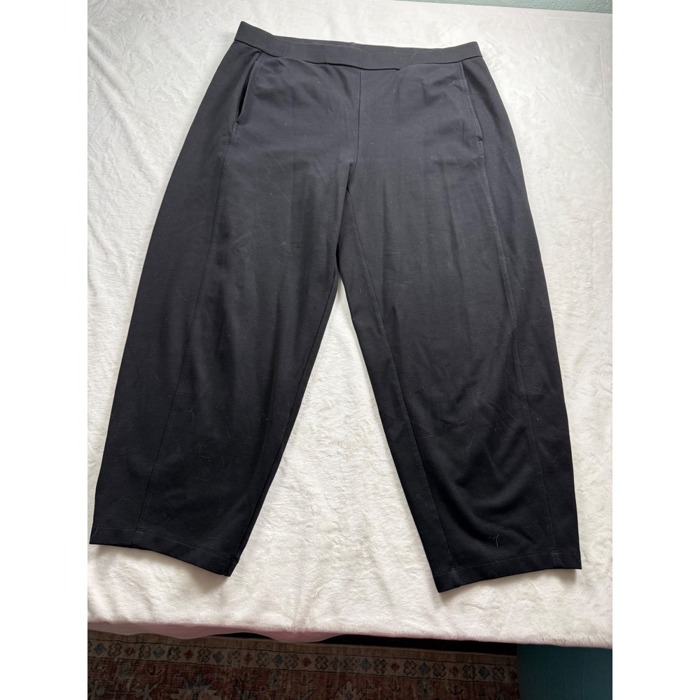 Eileen Fisher Black Tencel Lyocell Blend Cropped Wide Leg Pants XL